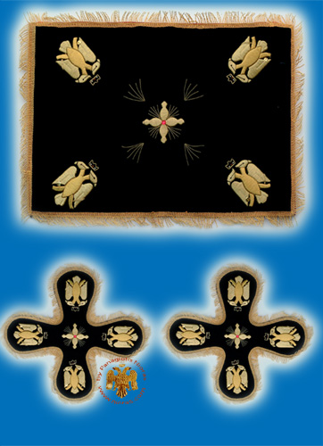 Σέτ Βελούδινο Κάλυμμα με Βυζαντινό Αετό Μαύρο