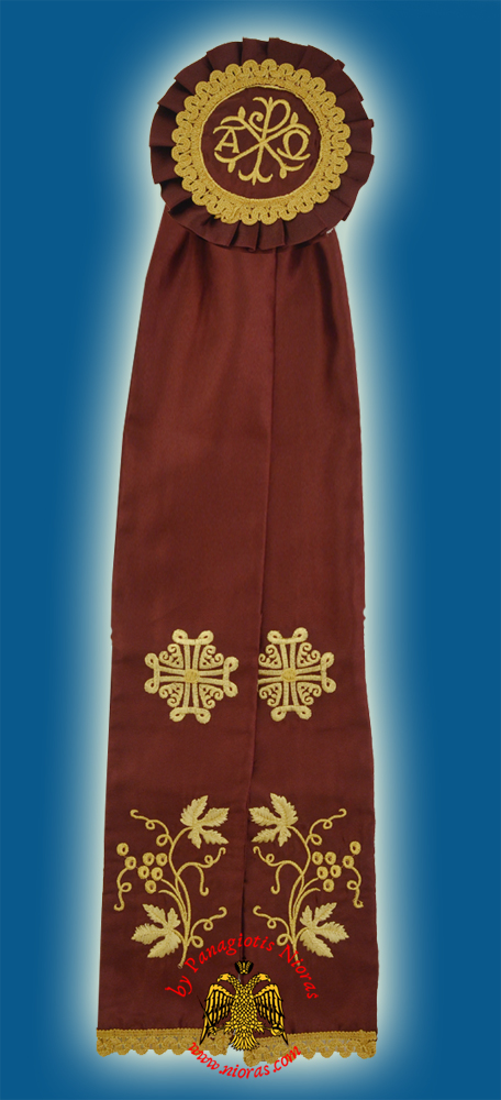 Ecclesiastical Ribbon Badge for Church Decoration 20x100cm Burgundy