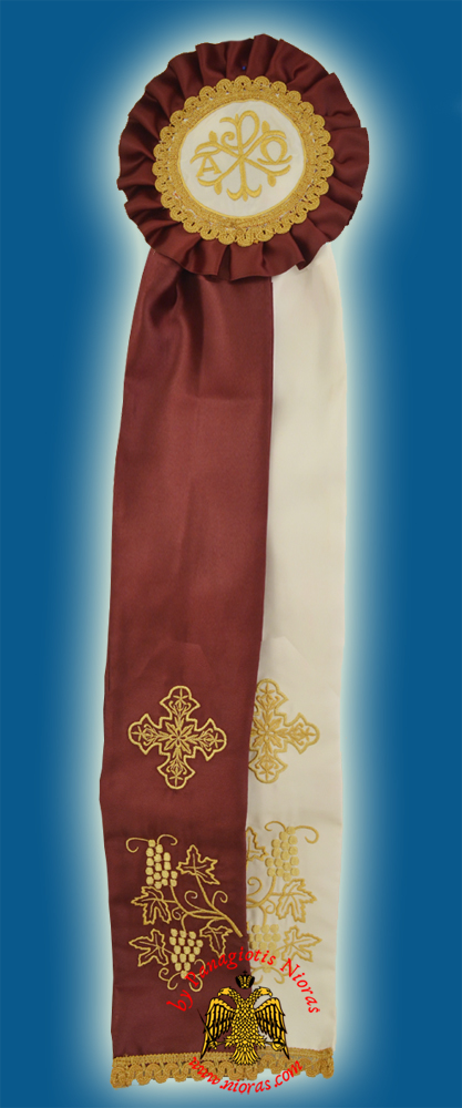 Ecclesiastical Ribbon Badge for Church Decoration 20x100cm Burgundy White