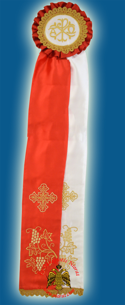 Ecclesiastical Ribbon Badge for Church Decoration 20x100cm Red White
