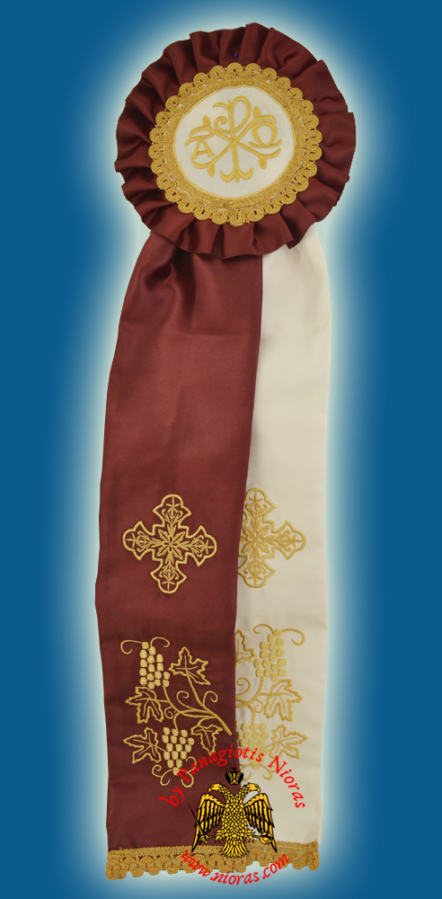 Ecclesiastical Ribbon Badge for Church Decoration 17x60cm Burgundy White