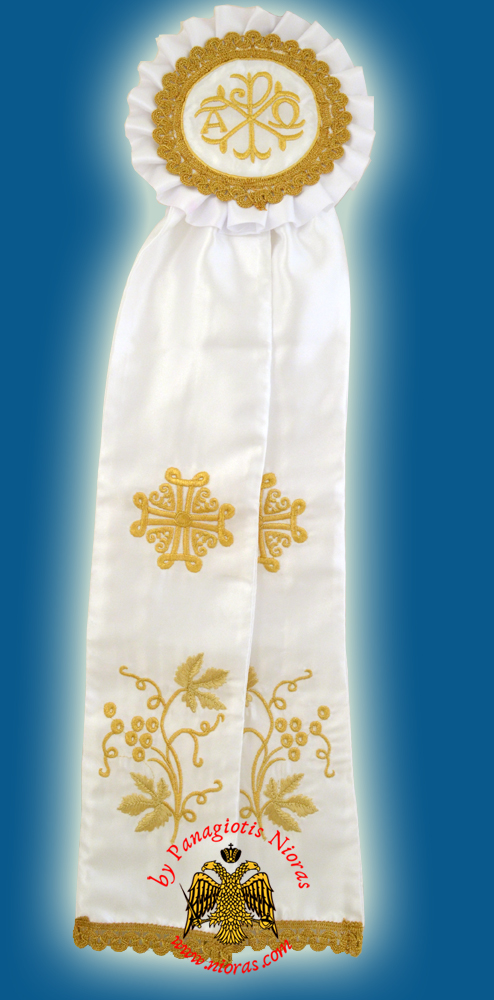 Ecclesiastical Ribbon Badge for Church Decoration 17x60cm White