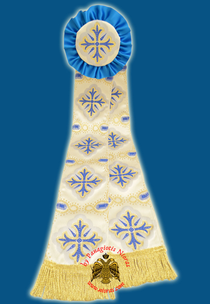 Ecclesiastical Ribbon Badge for Church Decoration 20x90cm White Blue