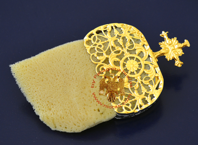 Sponge for Holy Communion Cleaning with Gold Plated Holding Base 5x8cm