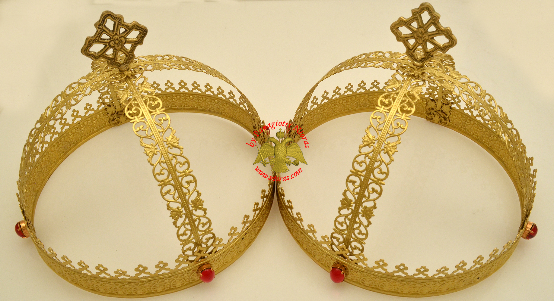 Byzantine Set Wedding Crowns Brass Polished Plain