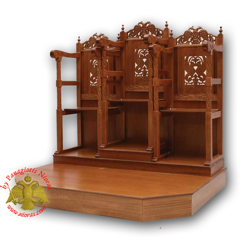 Orthodox Church WoodCarved Lectern Pews Chanters with Byzantine Eagle and Dragons