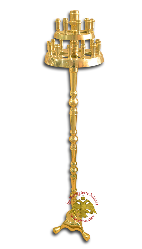 Orthodox Church Traditional Double Row Candle Stand Solid Brass 110cm