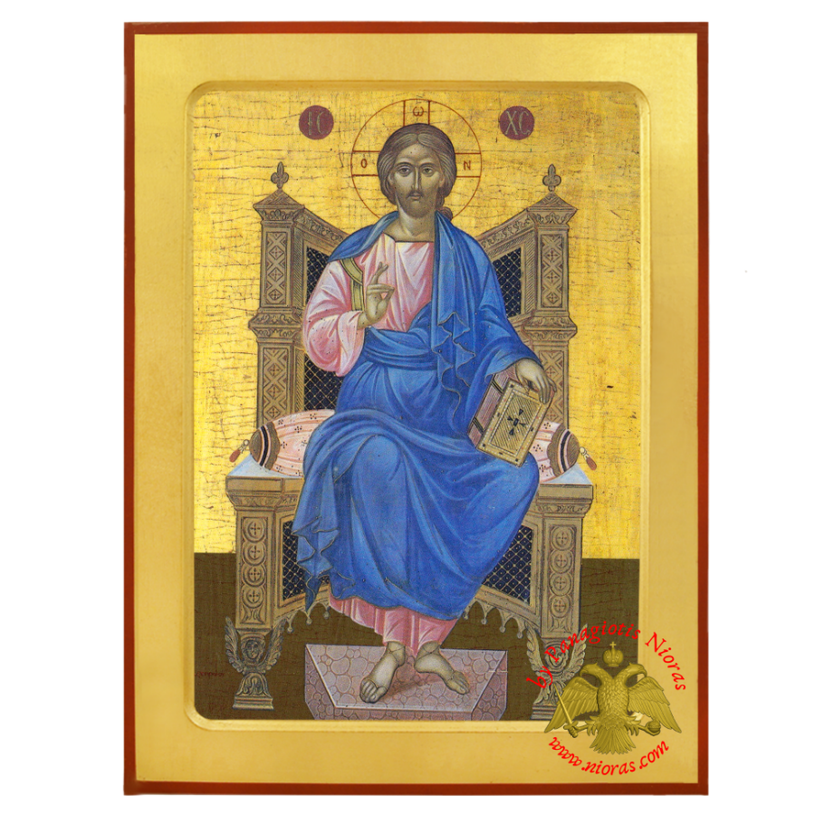 Jesus Christ Enthroned Orthodox Byzantine Wooden Icon