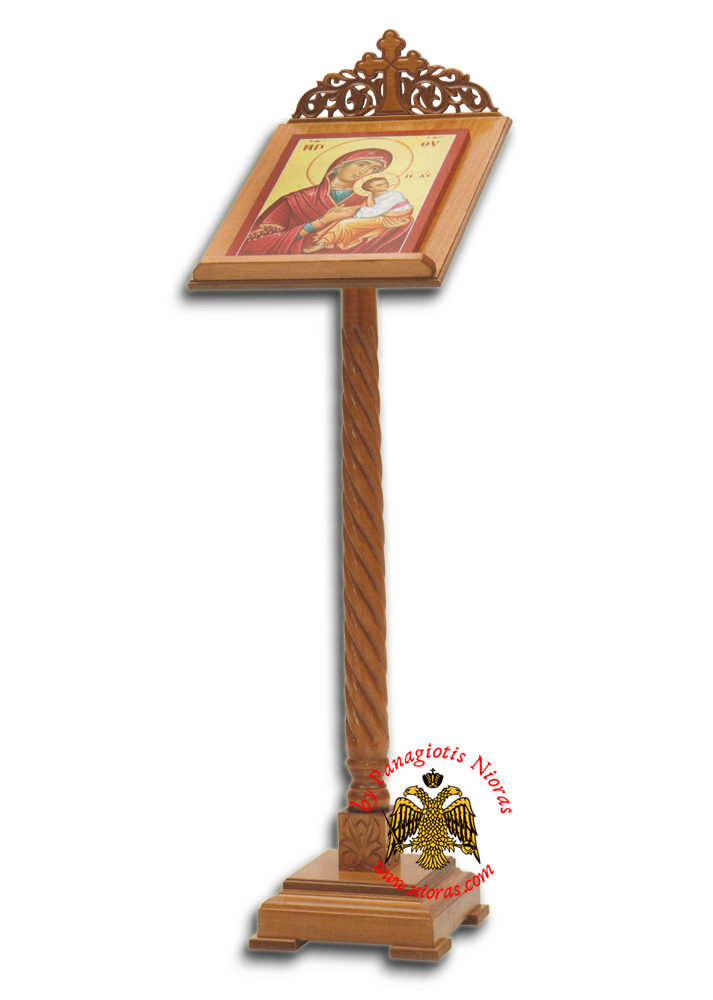 Orthodox Book or Icon Stand Portable Single Column Wood Carved