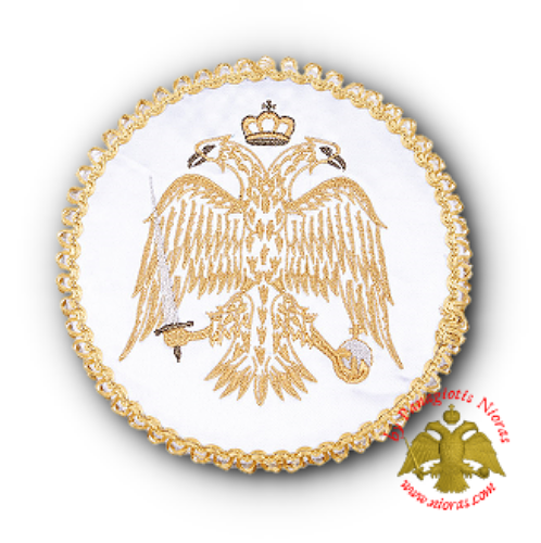 Holy Communion White Velvet Cover Byzantine Eagle Golden Thread 16cm