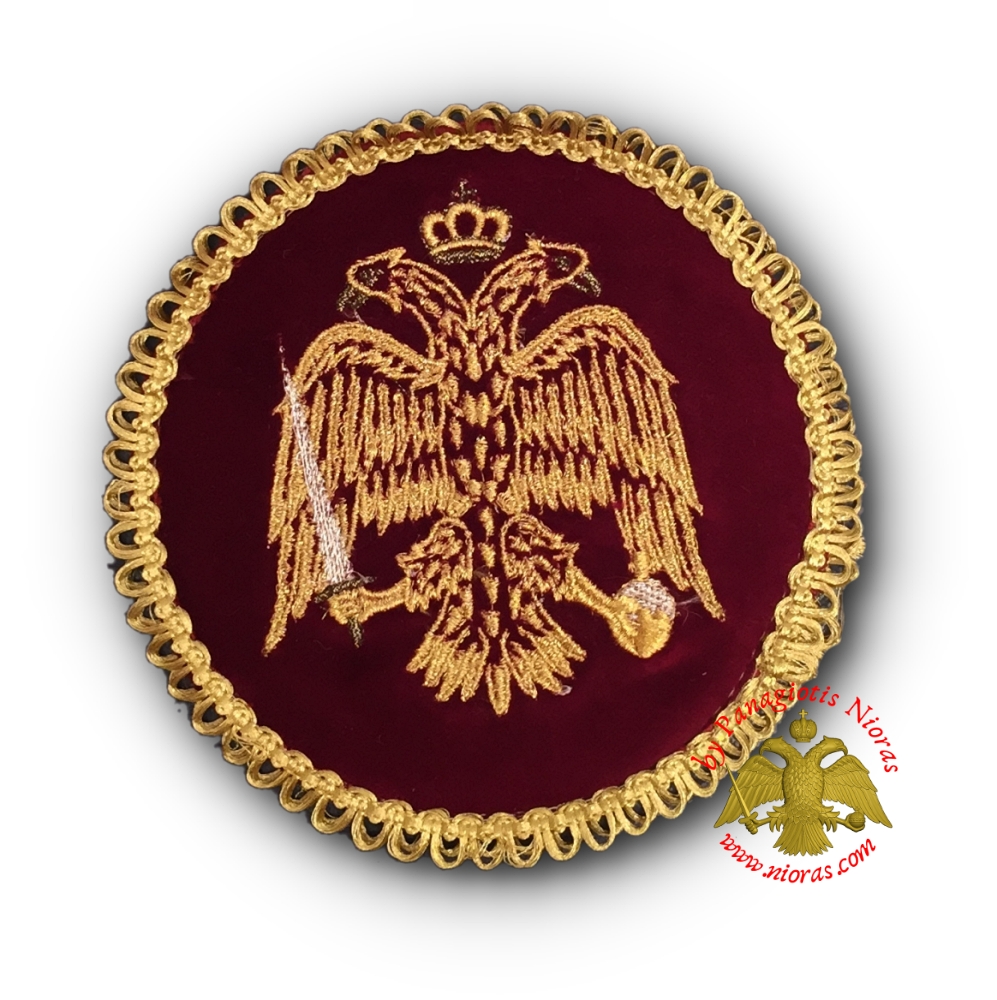 Holy Communion Burgundy Velvet Cover Byzantine Eagle Golden Thread 16cm