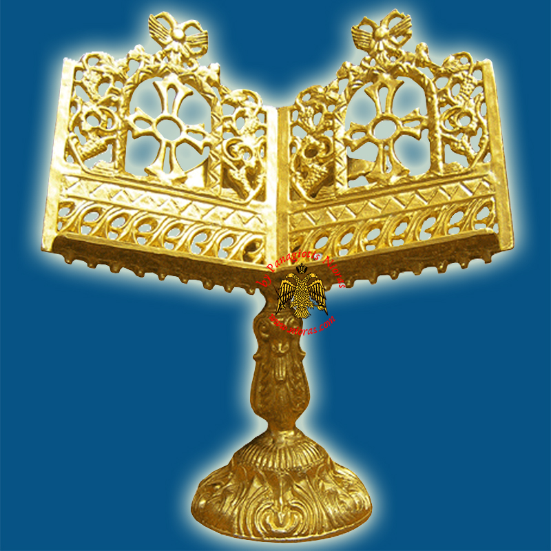 Orthodox Holy Gospel Altar Table Alouminum Stand Eagle with Cross and Vine