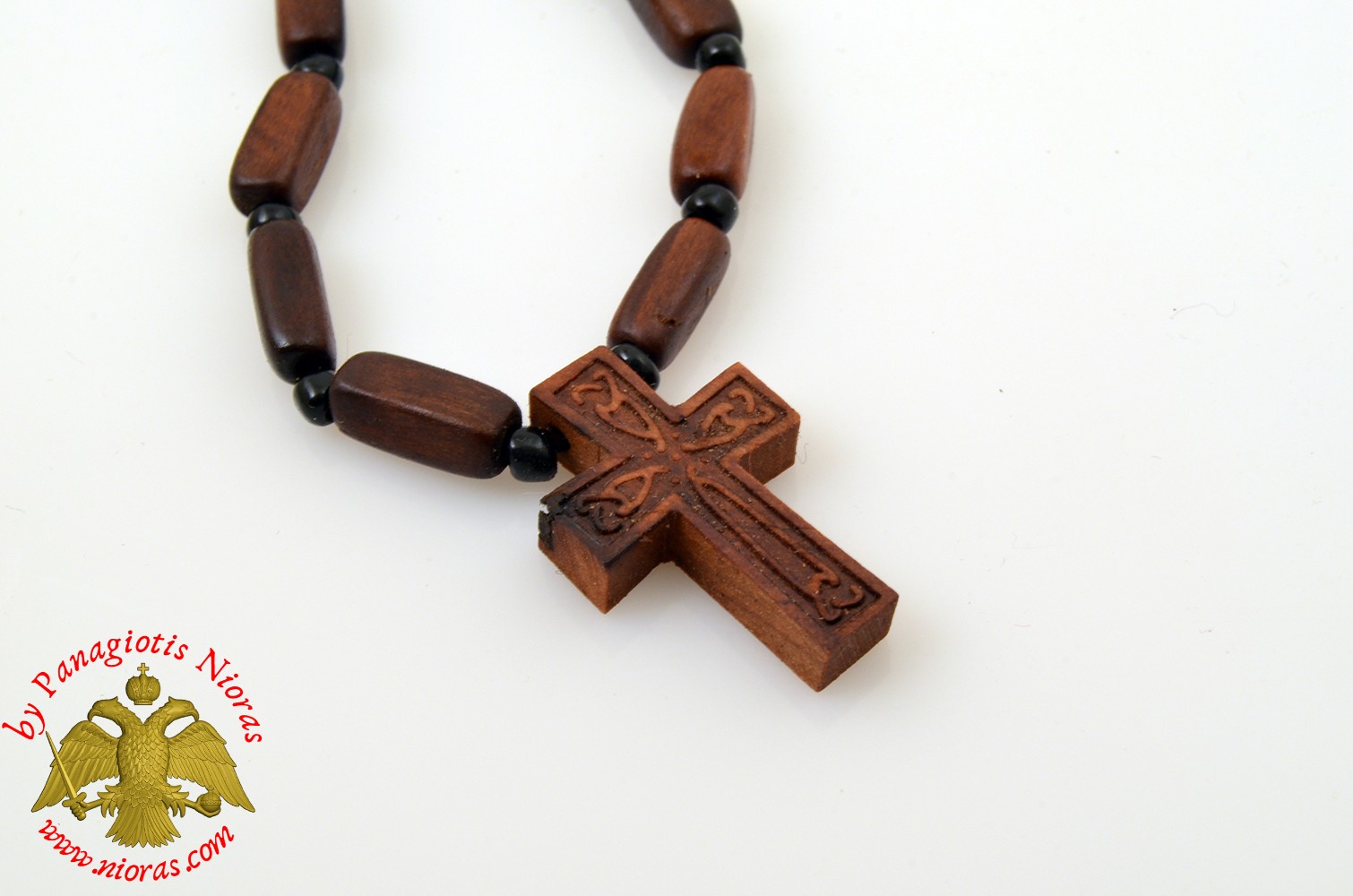 Orthodox Wooden NeckWear Cross With Wooden Beads Neck Cord