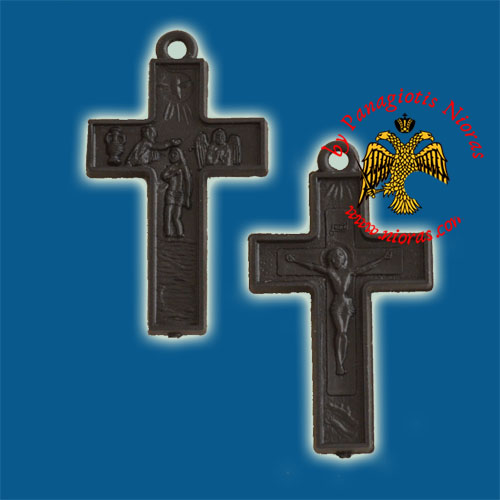 Plastic Orthodox Cross Double Side Black 2.5x3.5cm 10pcs