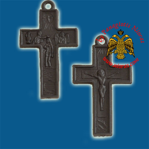 Plastic Orthodox Cross Double Side Black 2x3cm 10pcs