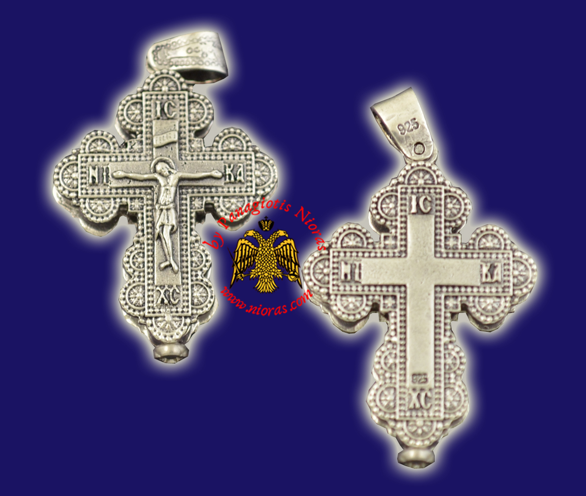 Παραδοσιακός Ορθόδοξος Ασημένιος 925 Βυζαντινός Σταυρός  - 703