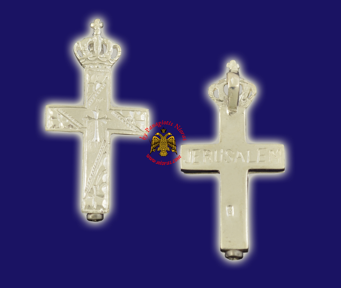 Traditional Byzantine Sterling Silver Cross Jerusalem - 713