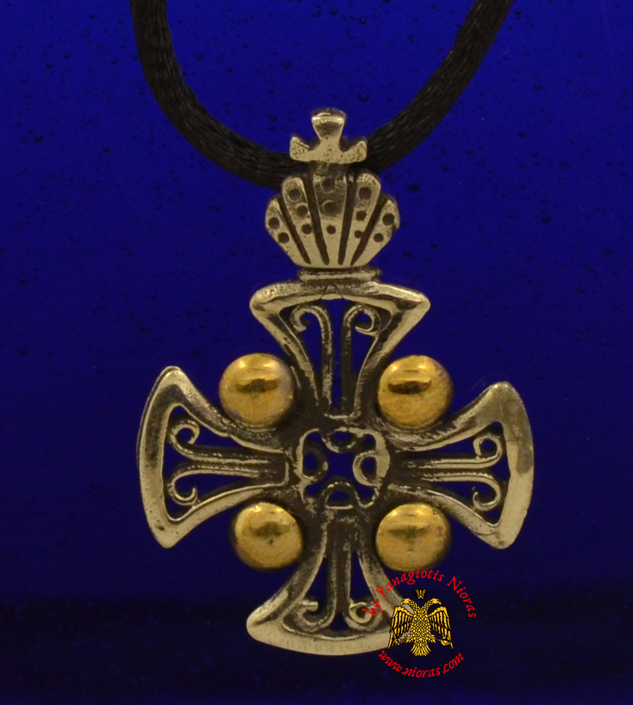 Orthodox Metal Cross for Neck with Gold Plated Details