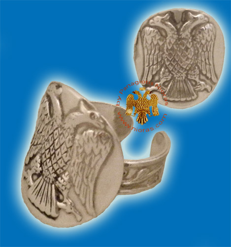 Δεκέφαλος Ασημένιο Δαχτυλίδι Στρογγυλό