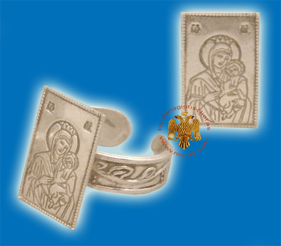 Θεοτόκος Ασημένιο Δαχτυλίδι Ορθογώνιο