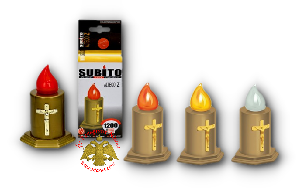 Cemetery LED Candle Battery Operated With Cross 9x13cm SET of 2