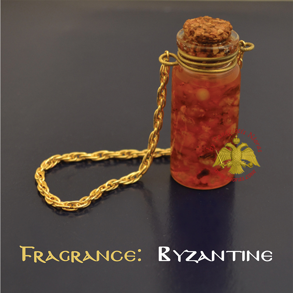 Perfumed Orthodox Incense Drops in Byzantine Fragrance Oil Bottled with Metal Chain 15ml