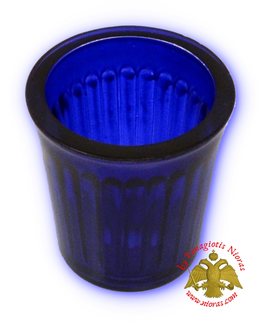 Replacement Oil Candle Glass Cup InLined Natural Blue