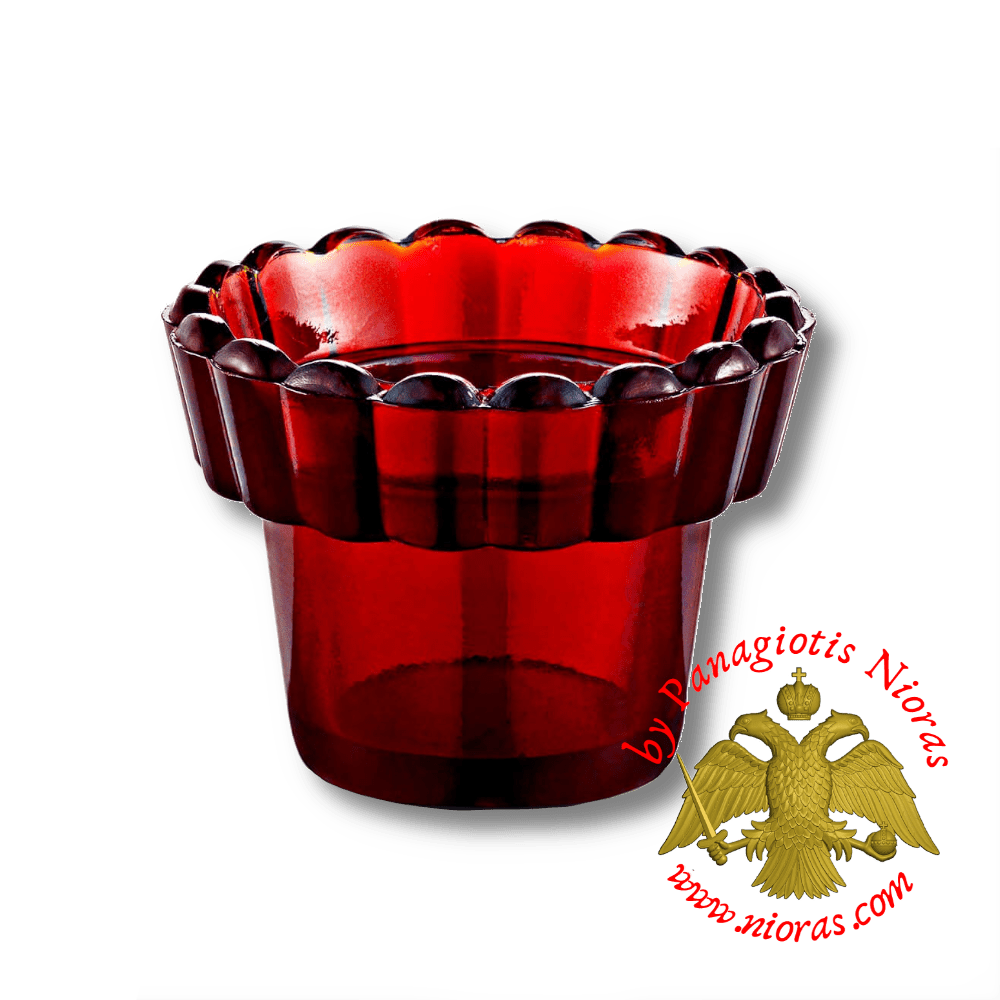 Replacement Oil Candle Glass Cup Design Flower D' Natural Red
