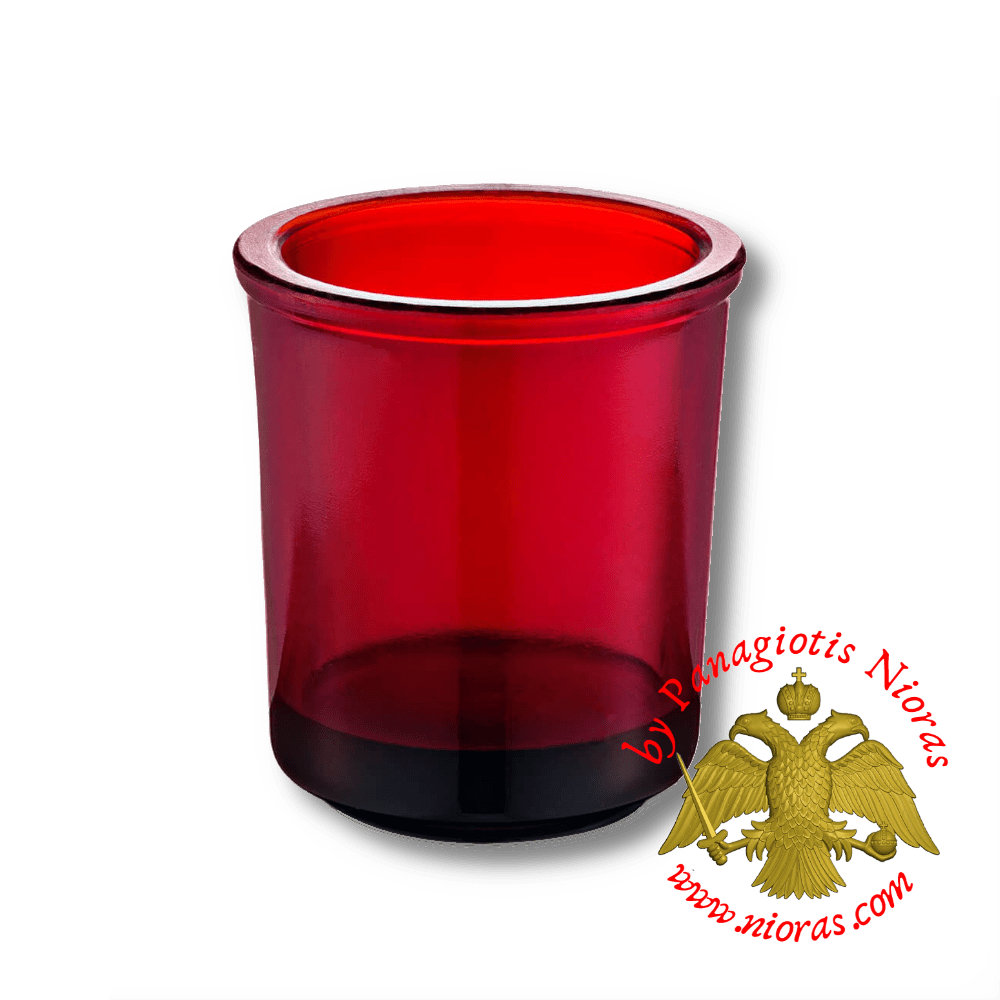 Replacement Oil Candle Glass Cup Design Cross Natural Red