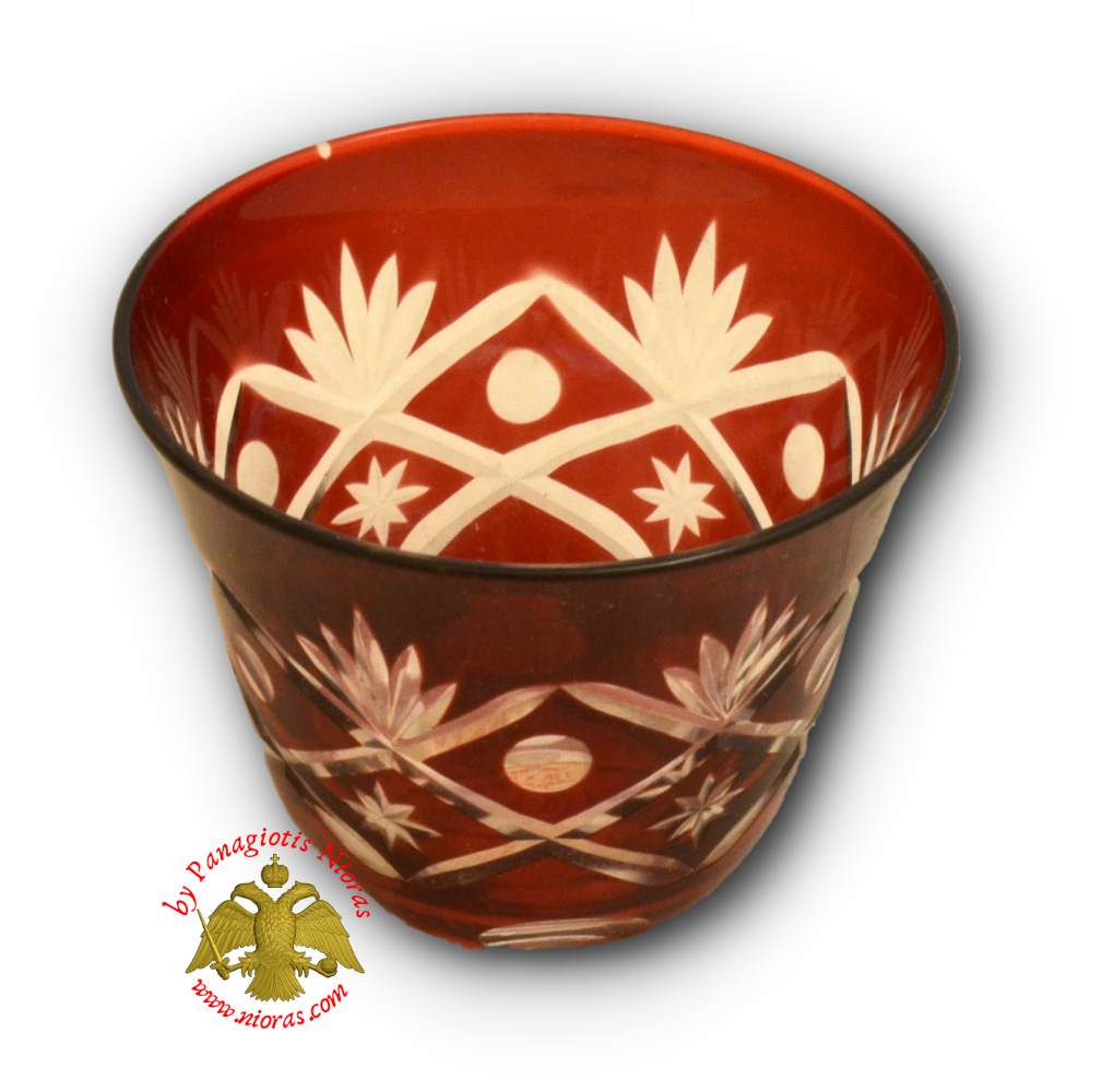 Romanian Orthodox Glass Votive Standing Cup Red