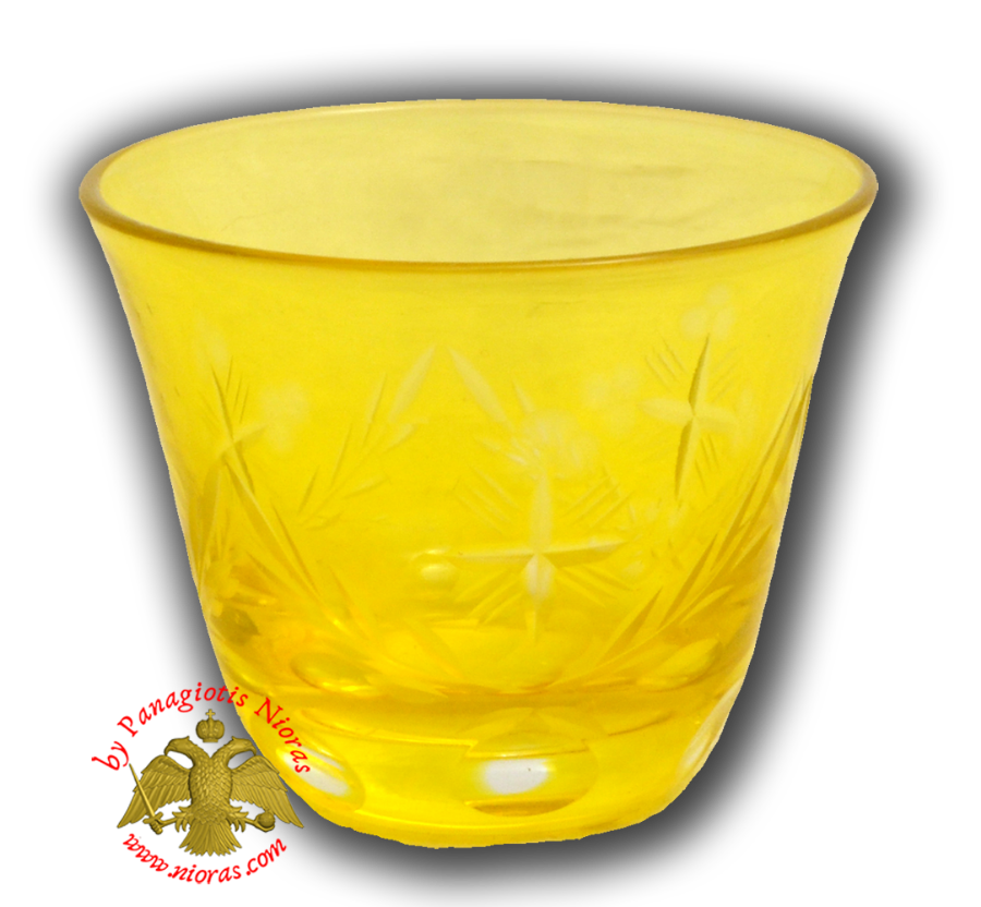 Romanian Orthodox Glass Votive Tea Light Cup Yellow