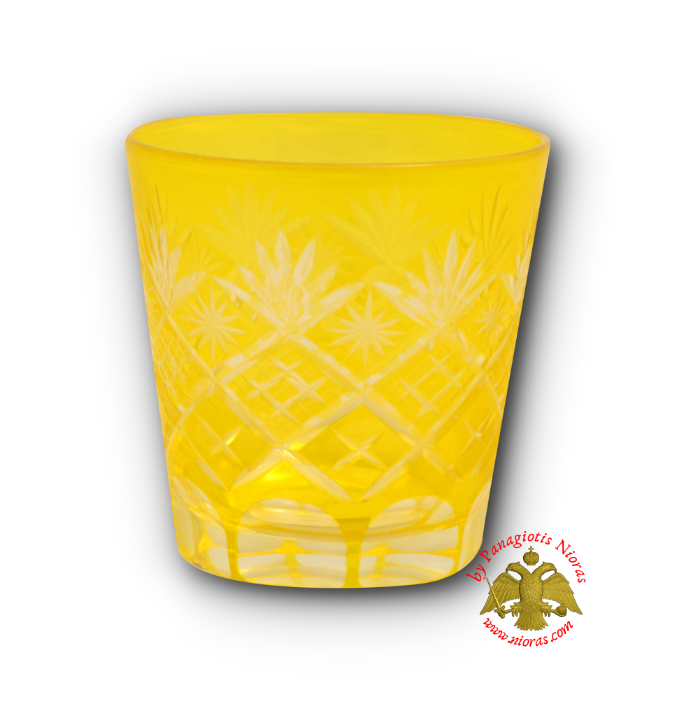 Romanian Orthodox Replacement Glass Cut Design Yellow