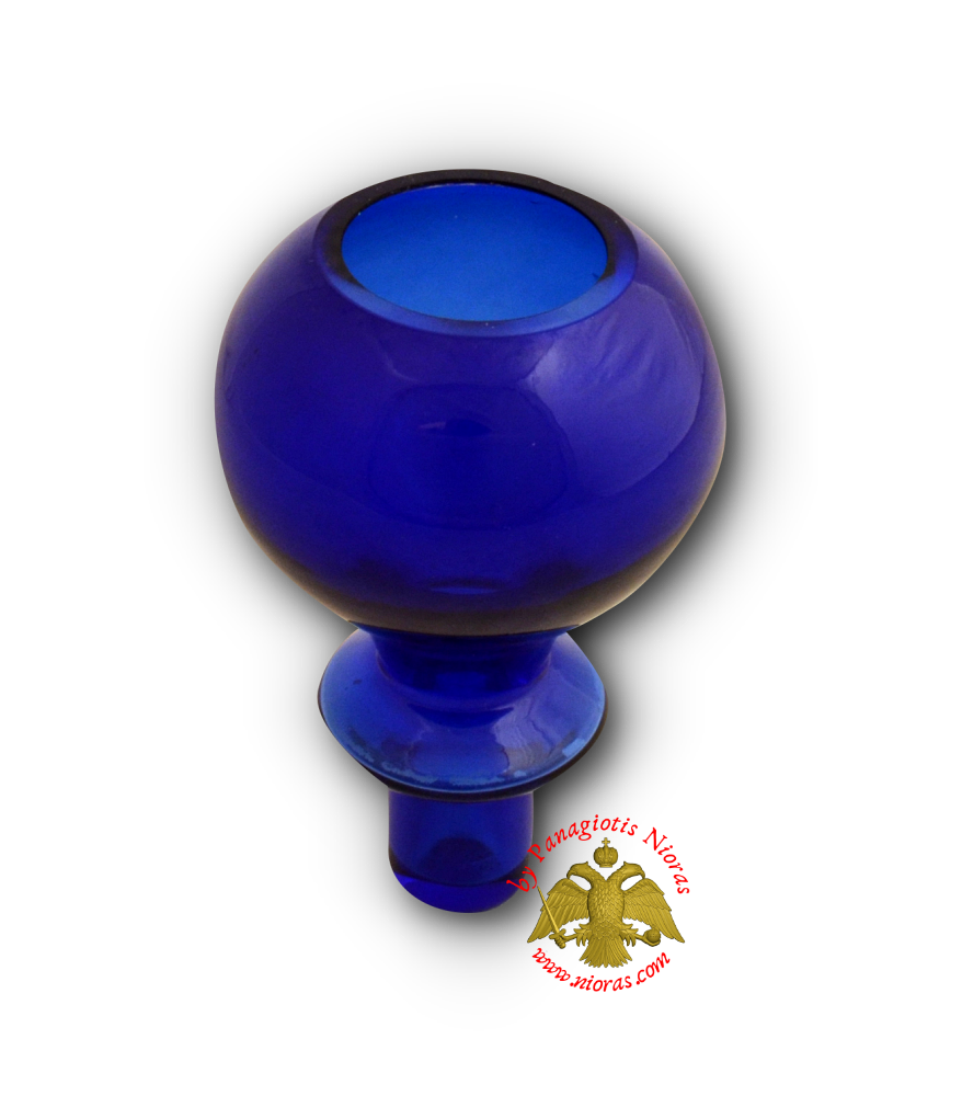 Louserna Orthodox Glass Votive Cup with Standing Poll Blue