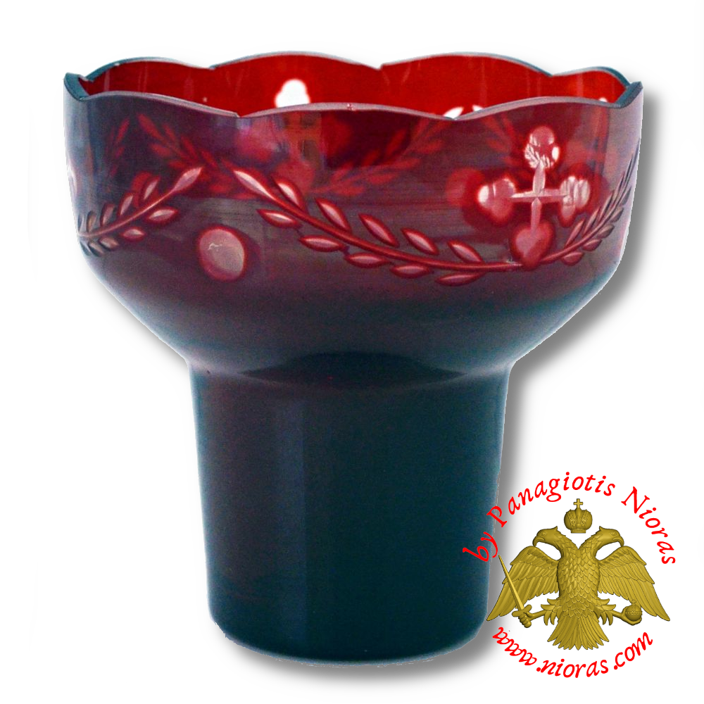Romanian Orthodox Hand Carved Glass Cups Red 11x11cm
