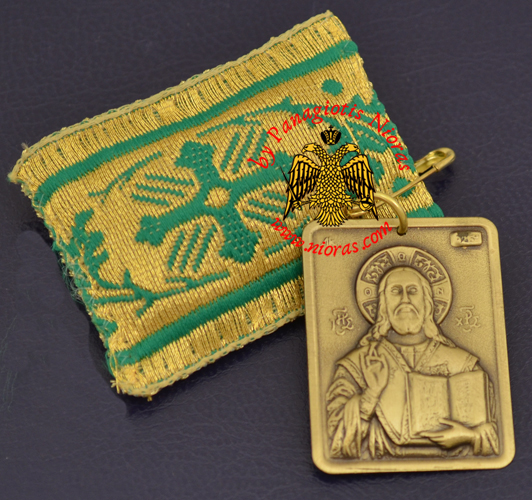 Amulet - Pendant Rectangular with Metal Icon of Christ