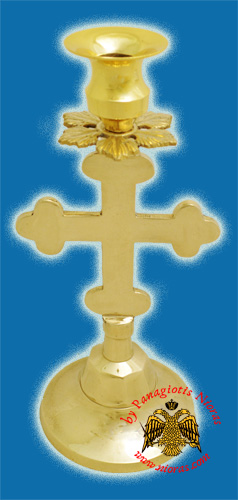 Altar Holy Table Candle Stand Cross  Design Gold Plated