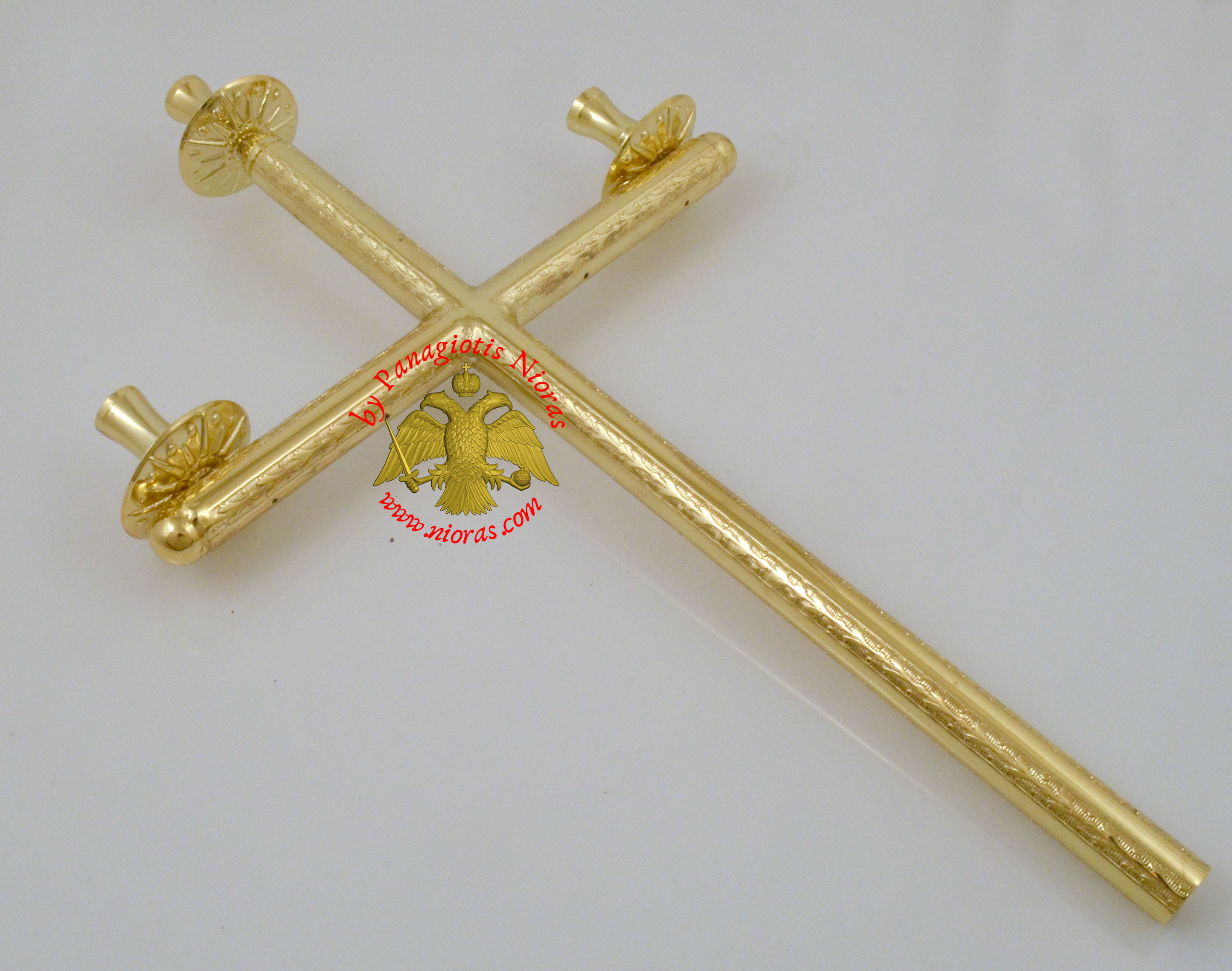 Holy Table Coptic Candle Stand Cross Design Gold Plated 30cm
