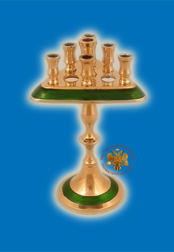 Minature Candle Stand Triangle Green 17cm