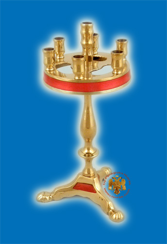Metal Brass Candle Stand Round Red 21cm