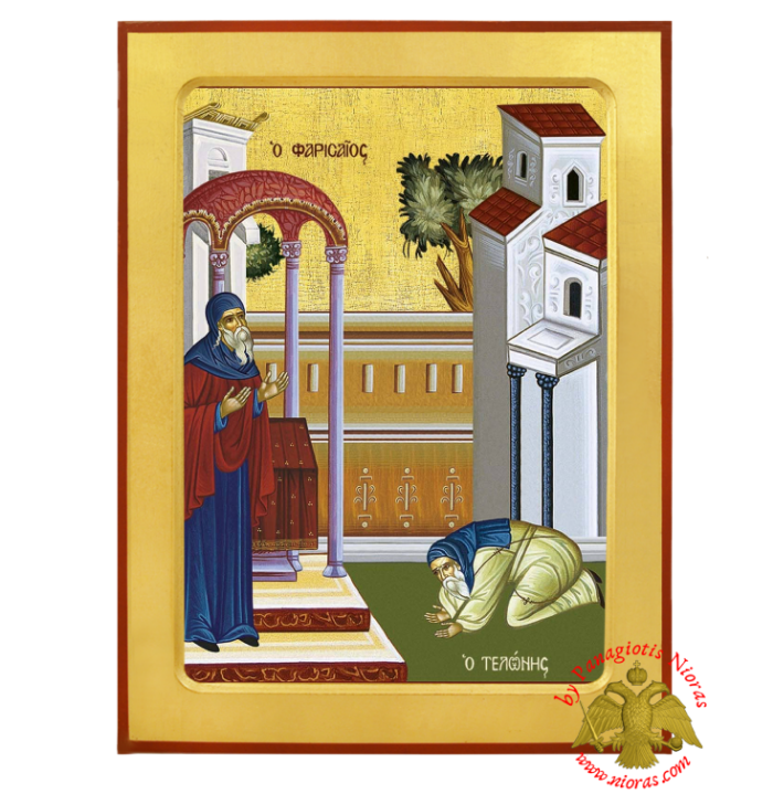 The Parable of the Pharisse and the Tax Collector Byzantine Wooden Icon