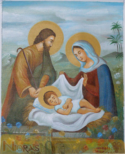 Hand Painted Holy Family B Wooden Icon <b>Special Order</b>