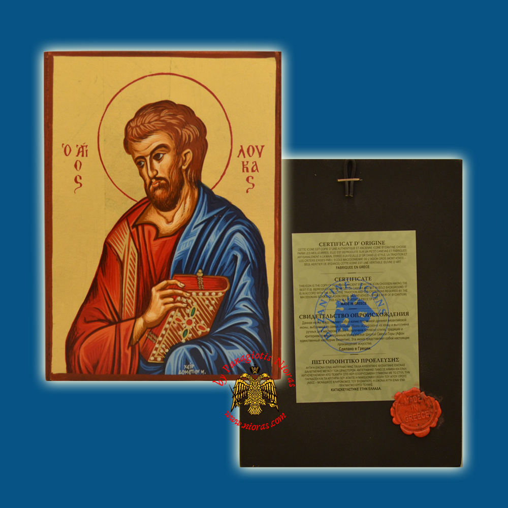 Saint Luke the Apostle Byzantine Wooden Icon on Canvas