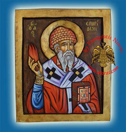 Saint Spyridon Hand Carved Icon 32x42cm