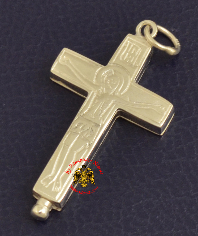 Byzantine Orthodox Cross Silver 925 Christ and Theotokos Design for the Neck