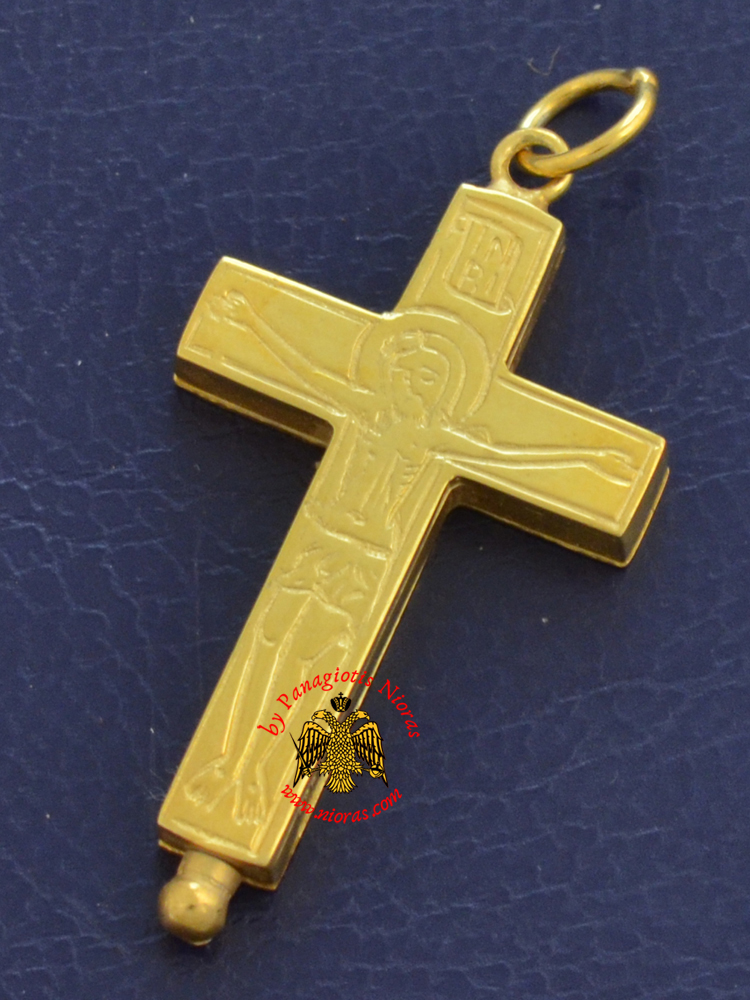 Byzantine Orthodox Cross Silver 925 Christ and Theotokos Design Gold Plated for the Neck