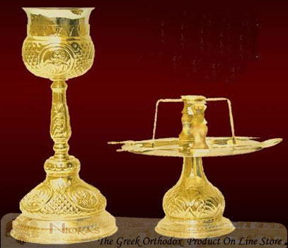 Communion Set Chalice Byzantine Style Design With Saints C'