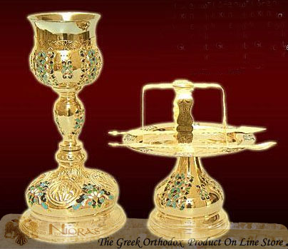 Chalice Set Byzantine Style Motives Design A With Apostles Gold Plated