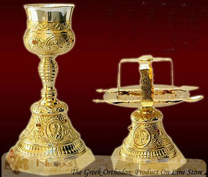 Chalice Set Russian Style Design B\' Gold Plated