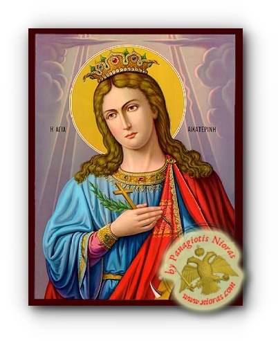 Saint Catherine NeoClassical Wooden Icon