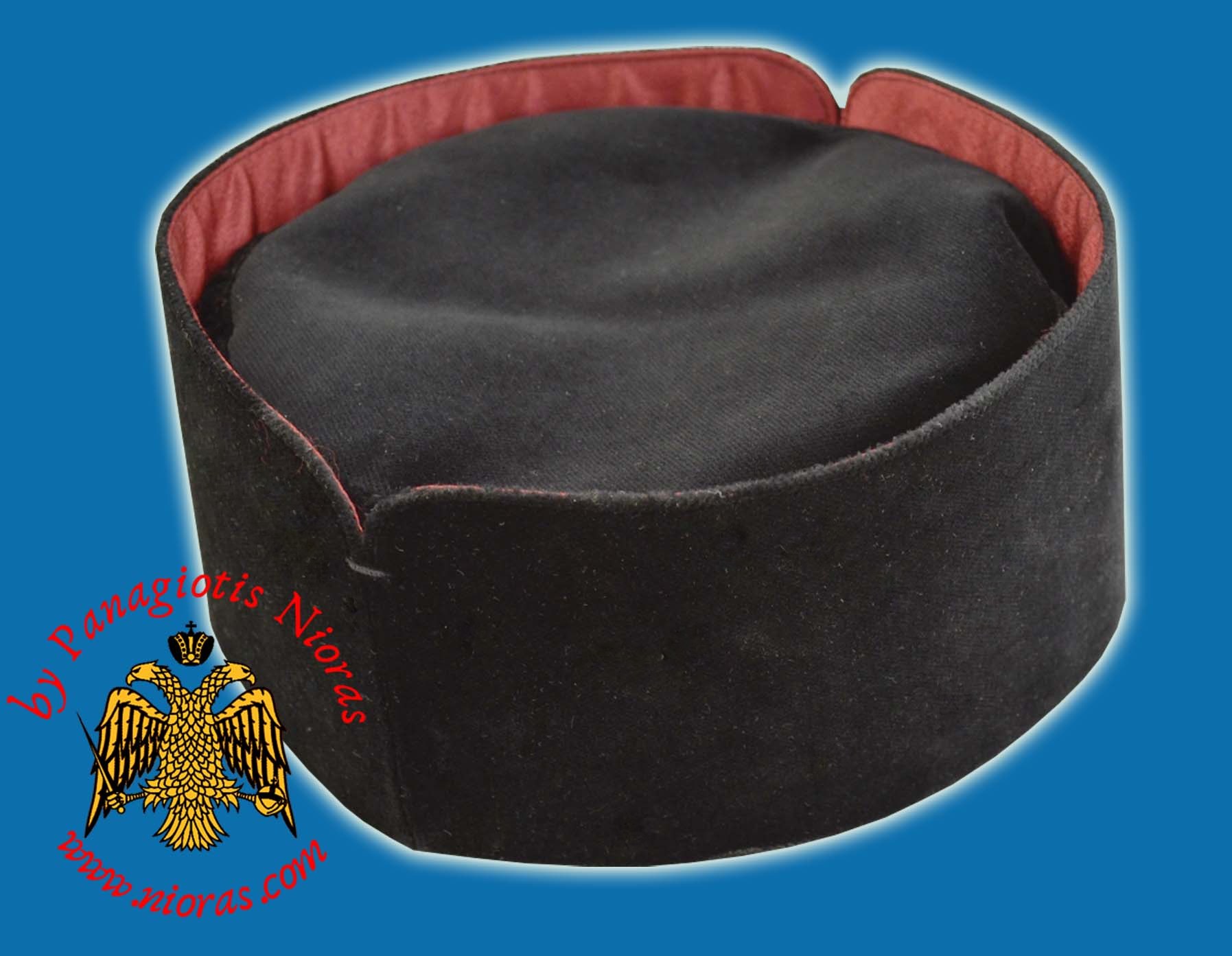 Orthodox Clerical Hat - Kalpaki Soft - Velvet With Red Linner